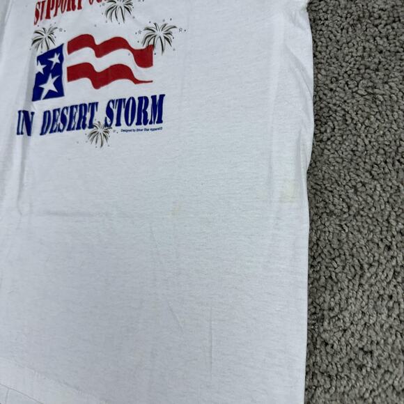 Vintage Support Our Troops Desert Storm Shirt Mens Large Screen Stars USA 90s - Picture 11 of 12
